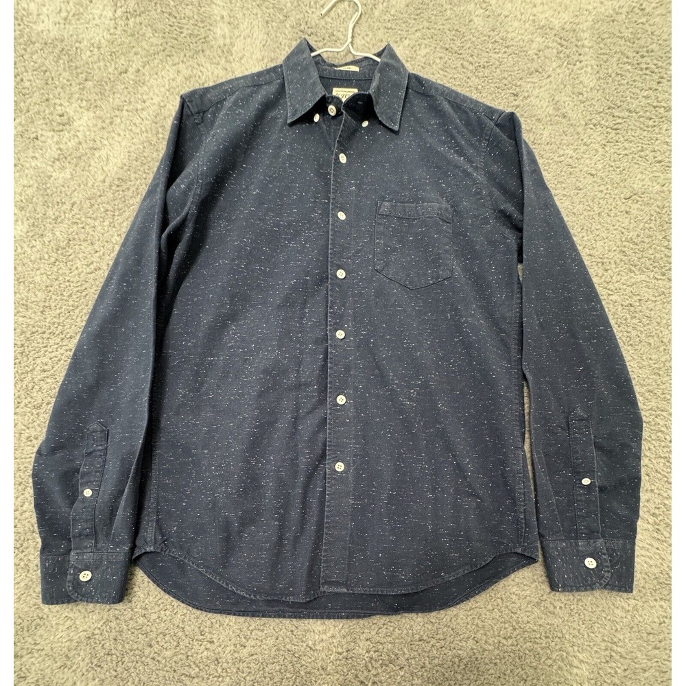 J. Crew Shirt Mens Medium Blue Marled Cotton Button Up‎ Slim Fit Casual